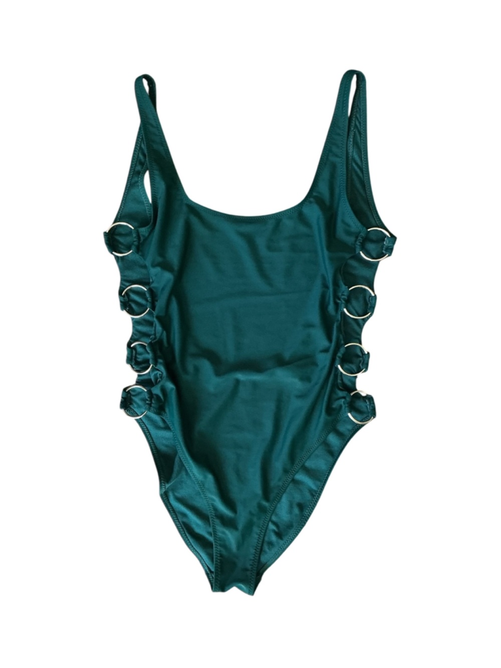 Kensie Teal Ring Detail Cutout One Piece Swimsuit Size Large